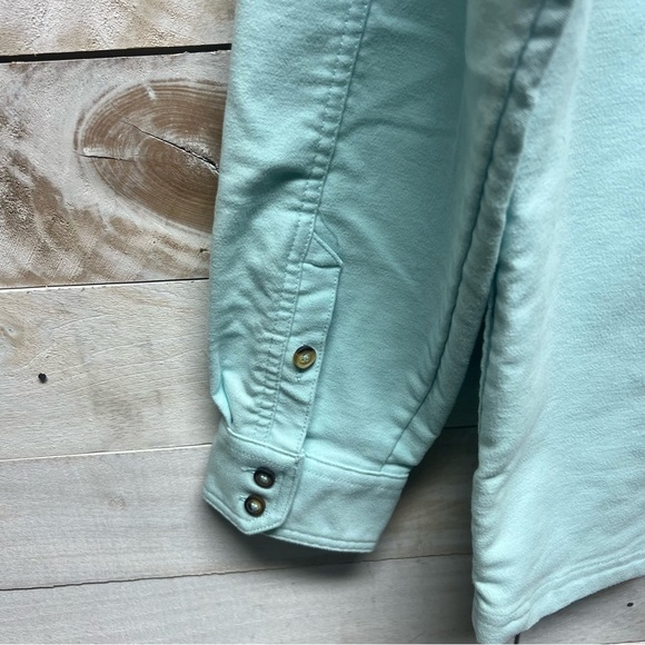Orvis Denim Jacket Womens Large Aqua Blue Button Down‎ Pockets Collared - Picture 7 of 12